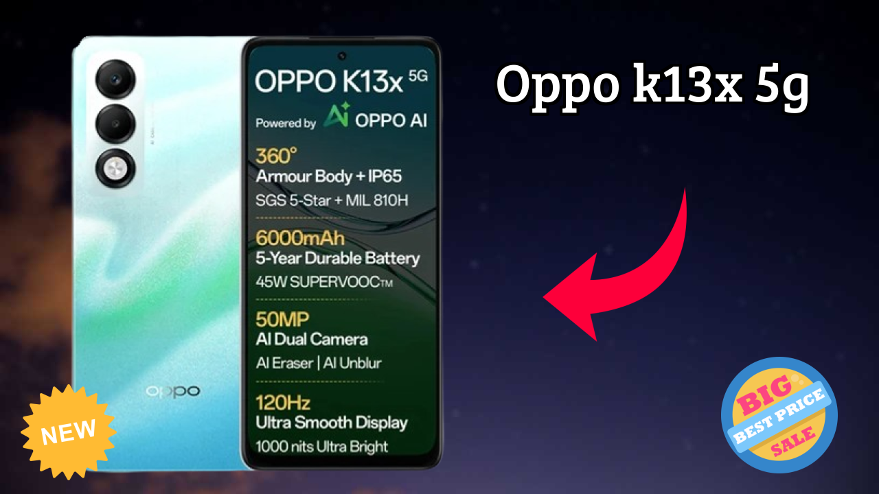 OPPO K13x 5G डिस्प्ले  डिस्कसन: 6.67 Inches (16.94 Cm) स्क्रीन